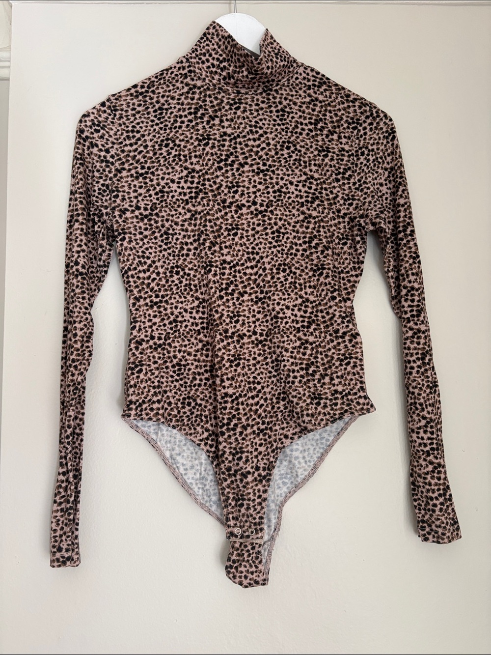 Levi's Pink and Brown Leopard-Print Turtleneck Bodysuit